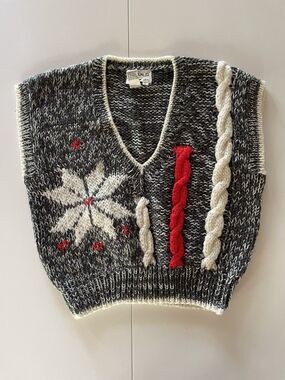 Large Vintage 90’s Evian II Hand Knitted Sweater Vest